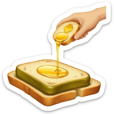 make a hand dipping a bread in olive oil sticker