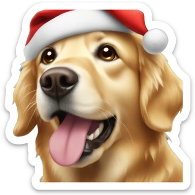 Golden retriever with Santa hat sticker