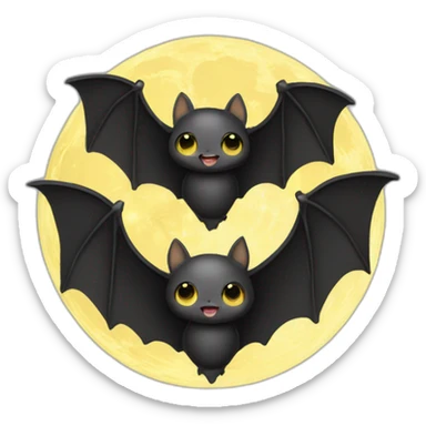 black baby bat wings in front of light yellow moon sticker