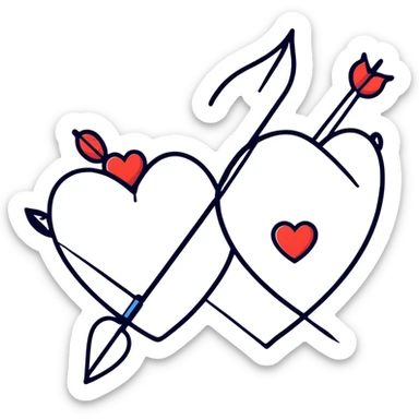 two hearts with a cupid arrow sticker