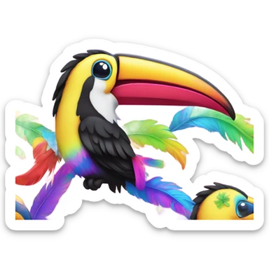 Lisa frank toucan with rainbow beak and feathers sticker