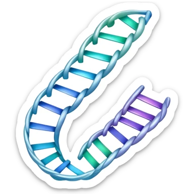 A single helical ribbon representing mRNA, twisting smoothly like a corkscrew or spiral staircase but with only one ribbon; no ladder rungs, no paired bases, no second strand.  Focus on one continuous strand only.” sticker