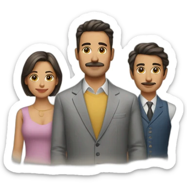 tio hombre con sus 3 sobrinos, dos mujeres y un hombre sticker