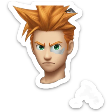 Ginger cloud strife with evil eye. Black clothes sticker
