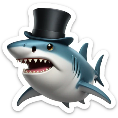 Shark with a top hat and cigar sticker