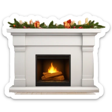 White asthetic clean Christmas fireplace  sticker