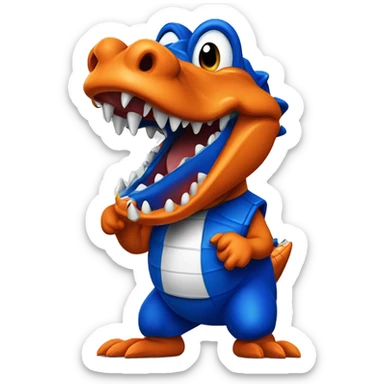 Florida Gator doing a chomp wearing orange and blue sticker