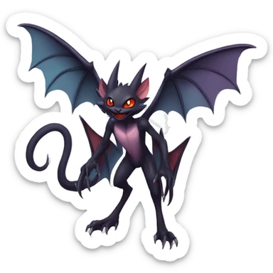  Kawaii Edgy Cool Vampiric Demonic Beautiful Noivern-Nargacuga-Litten with big Bat Ears full body sticker