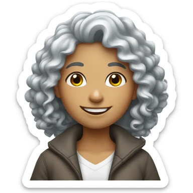 Silver curly hair white girlwith thumb up sticker