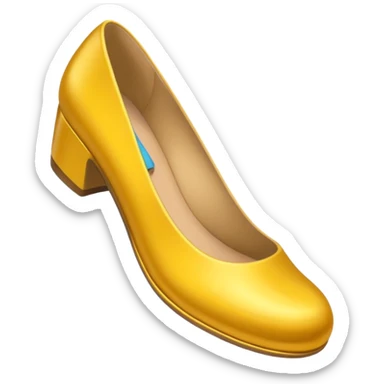 A 3D cartoon golden-yellow flat shoe with rounded toe and simple chic design, glossy finish, isolated background, Memoji-style. sticker