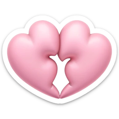 two pastel pink hearts intertwined sticker