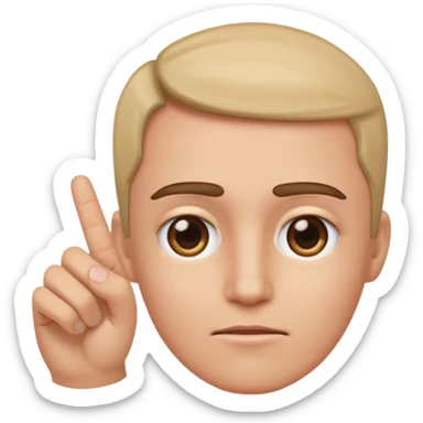 finger pointing on forehead, zoomed in on forehead, no full face sticker