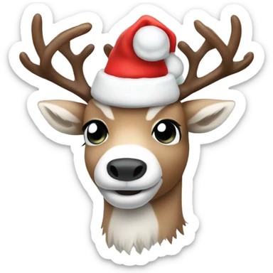 arctic reindeer with a Santa hat sticker