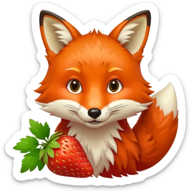 fox eating strawberries sticker