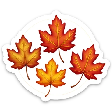 3 autumn leaves, horizontally, blowing in the wind, to the left, white background sticker