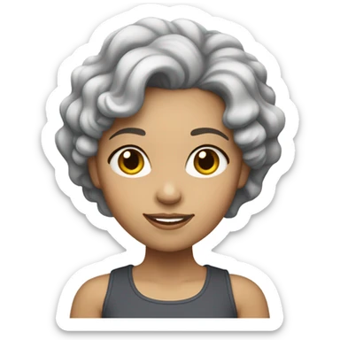lightskin girl with short grey curly hair sticker