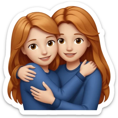 girlfriend with long dark strawberry blonde hair middle part with brown eyes giving hug sticker