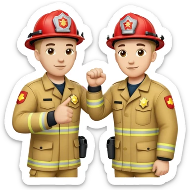 Fireman and Paramedic standing together and making fist bump  sticker
