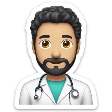 white doctor brown beard and short black hair on the head sticker