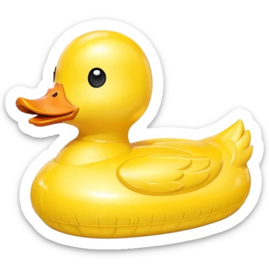 duck-shaped inflatable pool float floating on water, bright yellow rubber duck design, glossy plastic texture, gentle water ripples, summer pool vibe, 3D cartoon style, mobile game icon style, clean composition, no people, no text, no watermark

 sticker