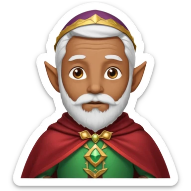 Wise elf with white beard, brown skin and cape sticker