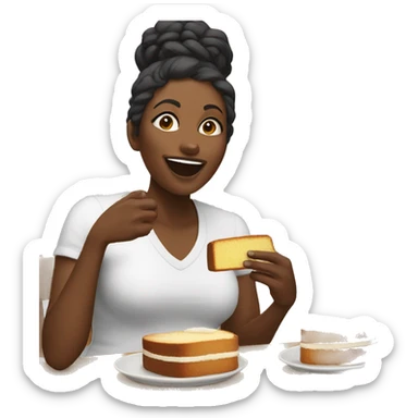 Black woman eating pound cake  sticker