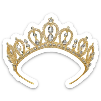 british queen tiara gold crystals sticker