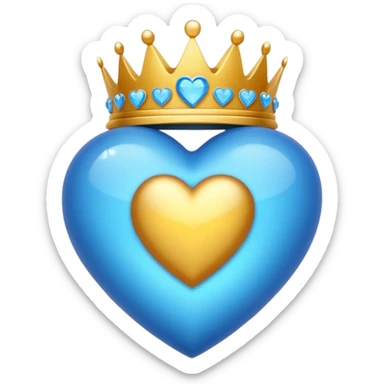 Un emoji de corazón azul con alas y una corona sticker