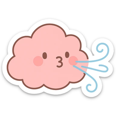 kawaii pink cloud, blowing gentle pastel wind, soft pastel colors, no limbs, full body, soft pastel kawaii style sticker