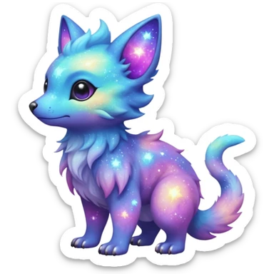 Pastel furry realistic nebula glittery Randomly-colored sparkly exotic Fakémon-creature, full body sticker