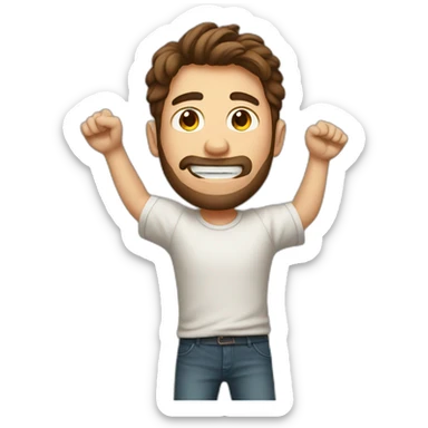 guy with brown hair throws color on a canvas sticker