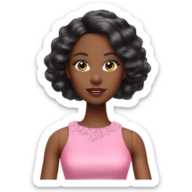 black barbie doll pink dress sticker