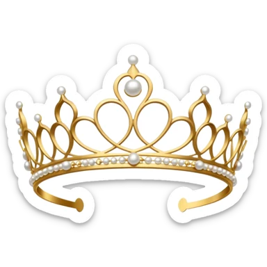 dainty gold tiara with pearls sticker