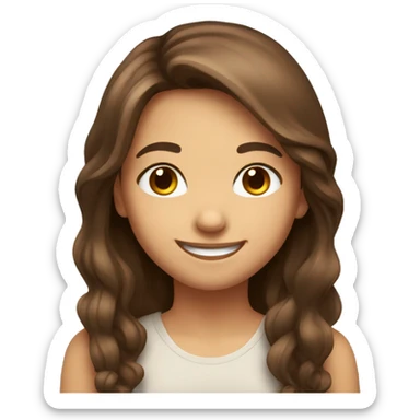 a smiling girl with brown long hair and brown eyes sticker