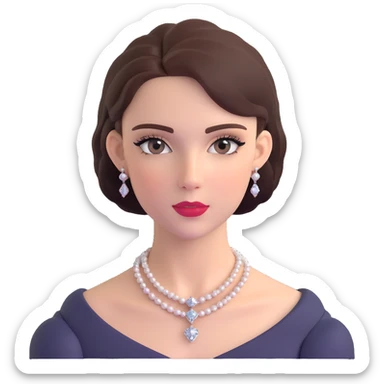 Sophisticated British young woman with classic style, tasteful makeup and delicate jewelry sticker