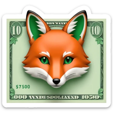 make 100 dollar bill with a fox head silhouette  sticker