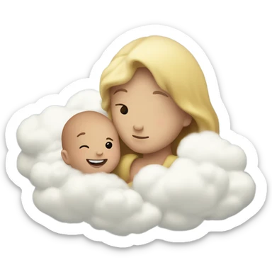 corazon en las nubes con un bebe sticker
