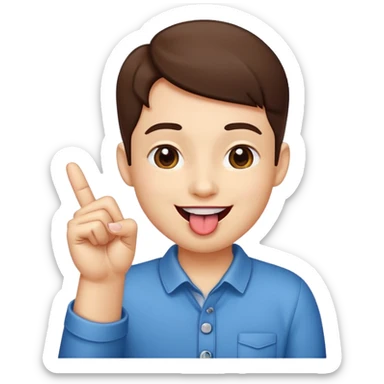 Looking satisfied and putting together your thumb and pointer finger happy tounge out sticker