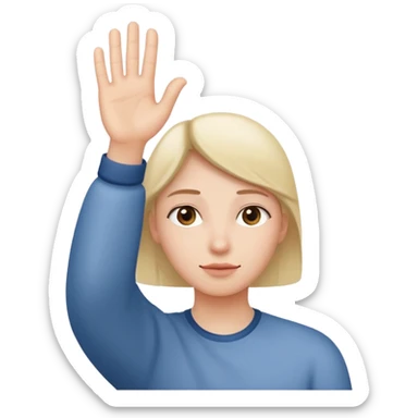 person holding up a hand to pause, gentle expression sticker