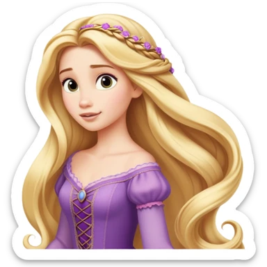 Disney Princess Rapunzel with extremely long flowing blonde hair sticker