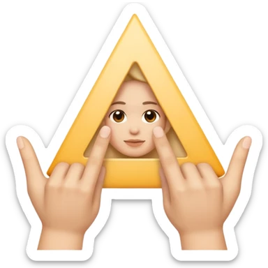 Similar to the heart hands emoji, this emoji should show a triangle created by the fingers of the hands. There should be no other triangles in the emoji. sticker