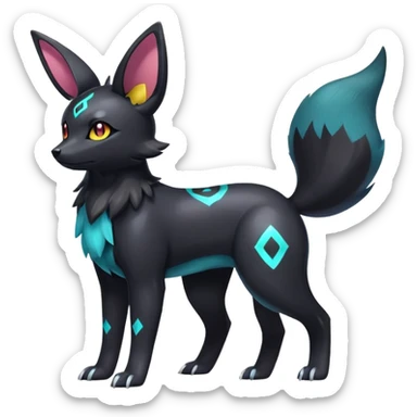 Shiny Exotic Colorful Excessive Mysterious Umbreon-Poochyena-Pokémon-Fakémon-hybrid-creature (full body) sticker
