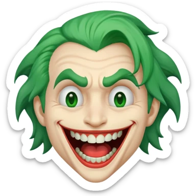 Joker face with big mouth, only one tooth sticker