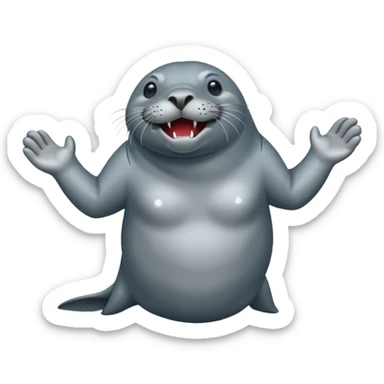 scary grey sea lion full body sticker