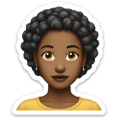 Criar um emoji de uma mulher negra de pele claro e cabelo black power sticker