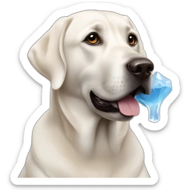Black lab eating an ice cube  sticker