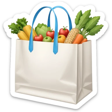 white shopping bag without face, and there are something full inside it sticker