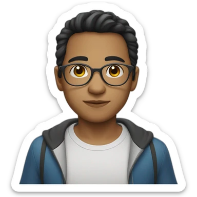 colombian boy with dark hair and round silver glasses sticker