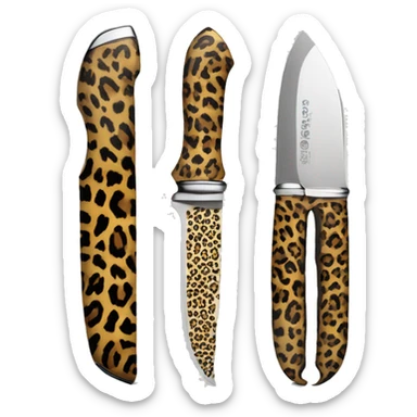 leopard print handle knife sticker