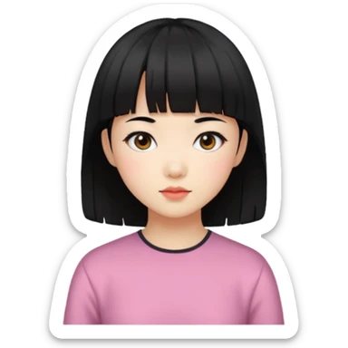 Short hair black bang Korean girl sticker